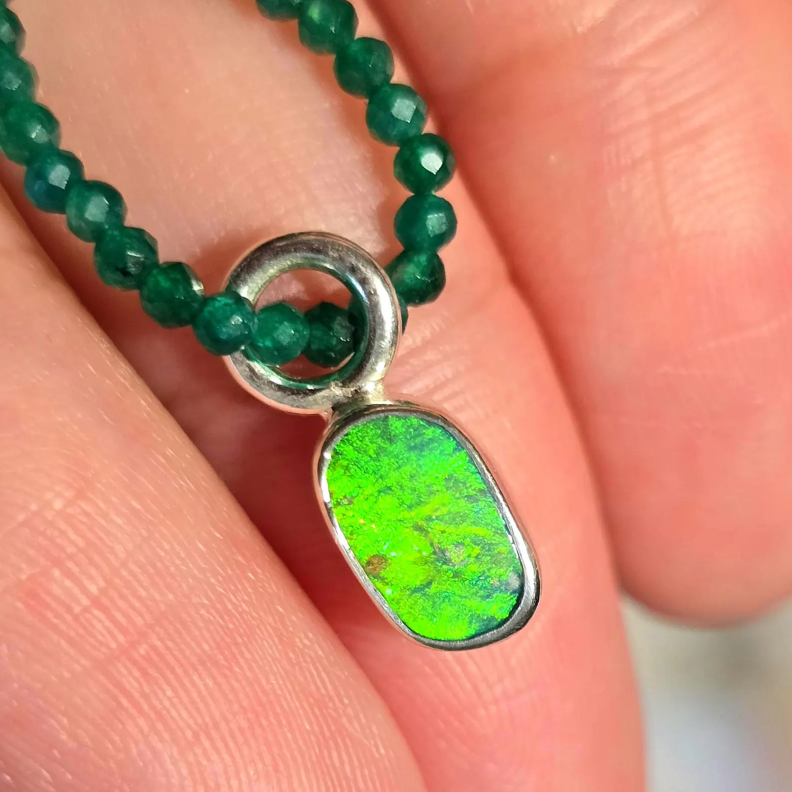 Natural Australian Opal Pendant 925 sterling silver,  Doublet 2